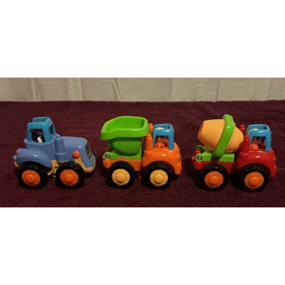 Huile 3 Pcs Friction Powered  Push and Go Trucks Construction And Tractor Cars